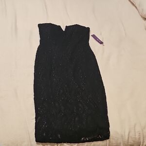 Elegant Strapples Black Lace Dress